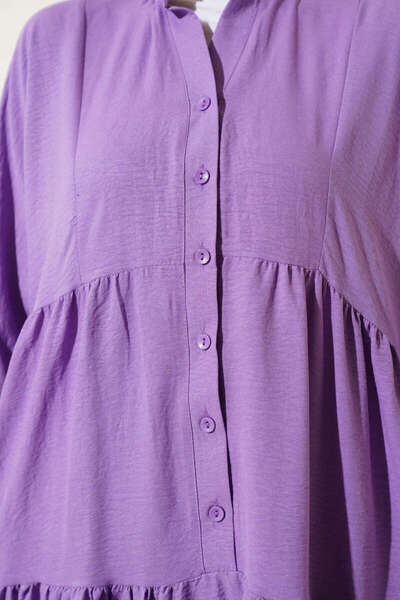 VOLT CLOTHİNG Judge Collar Half Button Placket Dress