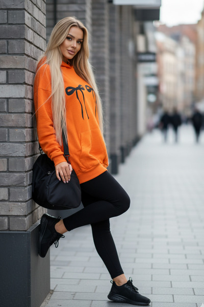 UNCİA OUTDOORS Hanorac supradimensionat cu glugă pentru femei, cu panglici im...