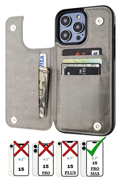 MayCap Iphone 15 Pro Max Uyumlu Kartlıklı Kılıf Cüzdanlı Akıllı Lüx Kılıf Kad...