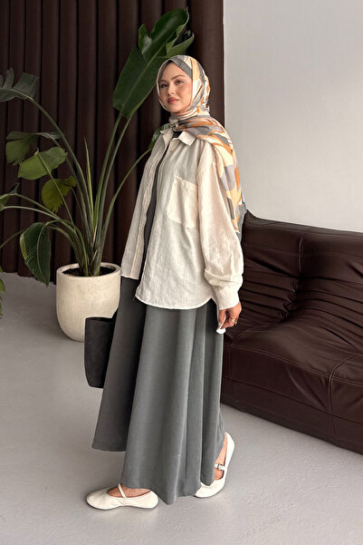 LOCCO Kadın Sıfır Kol Elbise Gri