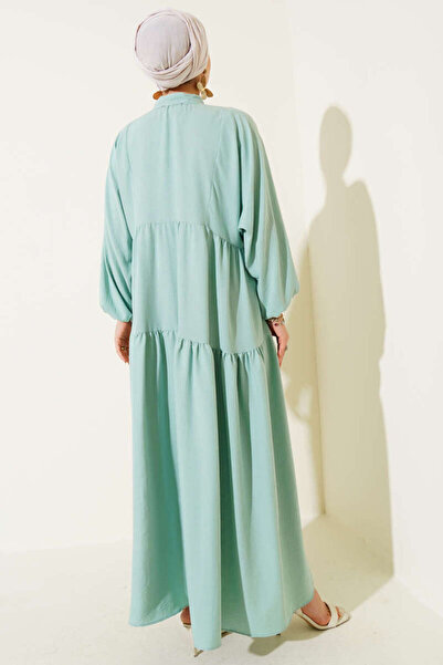 VOLT CLOTHİNG Judge Collar Half Button Placket Dress