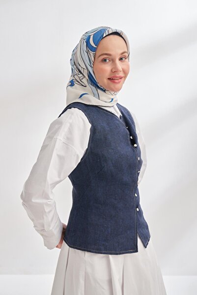 ARMANDA Μεταξωτό μαντήλι με σχέδιο ιβουάρ 4356-Κρέμα ινδικό