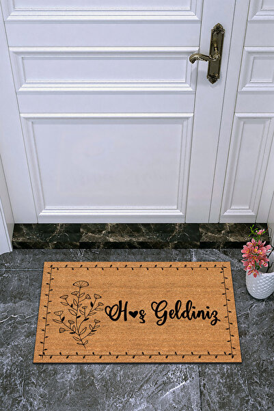 royalmoni Digital Baskı Kapı Paspası Çiçekli Hoş Geldiniz Kapı Önü Paspas