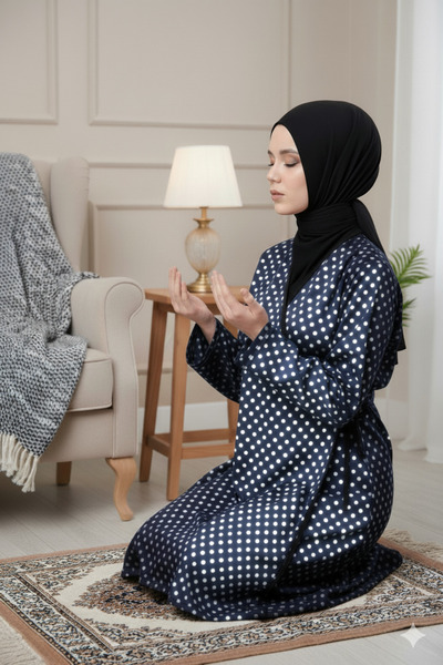 Defkay Yandan bağlamalı tek parça kruvaze kadın namaz elbisesi sabahlık