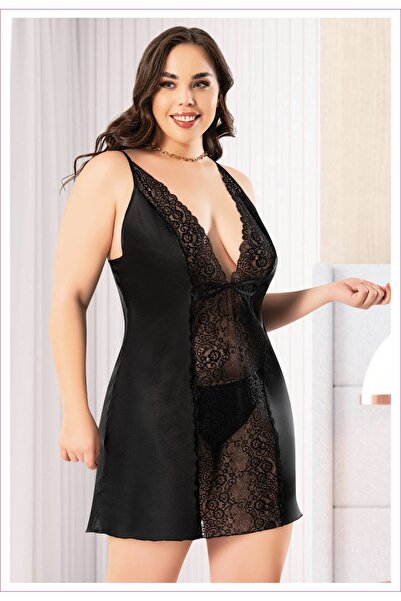 Miss Laris Lingerie Γυναικείο νυχτικό με σατέν λουράκια και δαντέλα στο στήθος