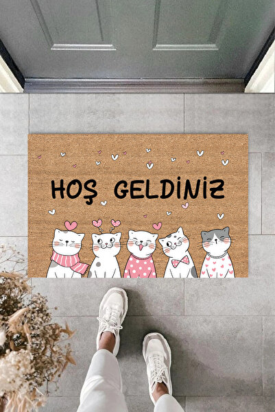 royalmoni Cute Cats Door Mat with Welcome Written 40 X 60 cm