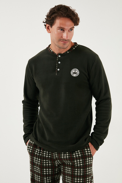 Buratti Regular Fit Crew Neck Winter Soft Textured Fleece Pajama Set Men's PAJAMA SET 6096