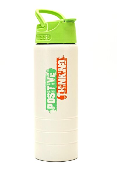 Telvesse Stainless 304 Steel Water Bottle Motivational Water Bottle with Straw 304 Steel Water Bottle Green 750 ml 1156