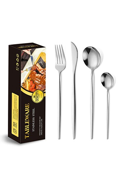 Flippy Set de tacâmuri portugheze, Flippy, din oțel inoxidabil, 24 de piese, argintiu