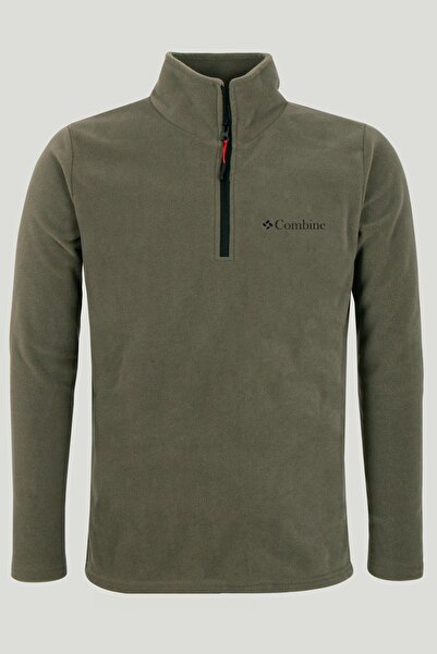 COMBİNE MİCHAİL Erkek Yarım Fermuarlı Haki Dar Polar Sweat