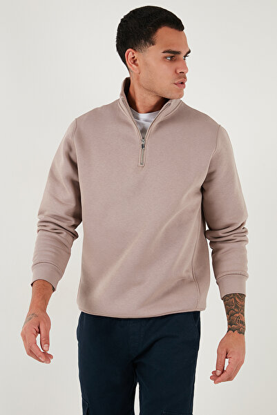 Buratti Ανδρικό φούτερ από βαμβακερό ύφασμα Regular Fit με μισό φερμουάρ και όρθιο γιακά SWEAT 59052592