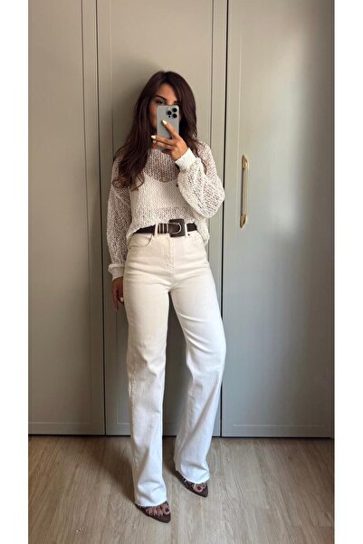 Fistan Byn Melisa Ekru Yüksek Bel Straight Jean