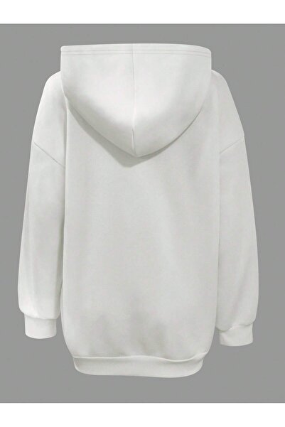 EVIus Unisex New York Printed Hooded Zippered Kangaroo Pocket White 3 Thread Cardigan