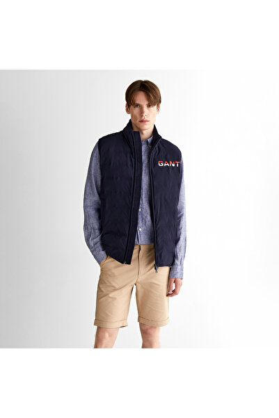 Gant Erkek Lacivert Regular Fit Dik Yaka Logolu Yelek