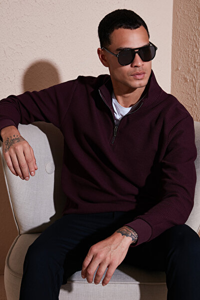 Buratti Cotton Regular Fit Half Zipper Stand Collar Sweat Men's Sweat 5905716