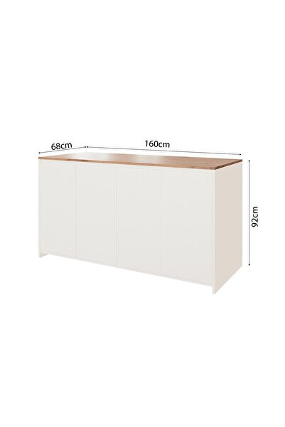 Bimossa Kahlo G4612 4Adet Sepet Tabure Mutfak Ada 160cm Sepet Üst Beyaz Bar Masa Kahve Köşesi Saklama Dolabı