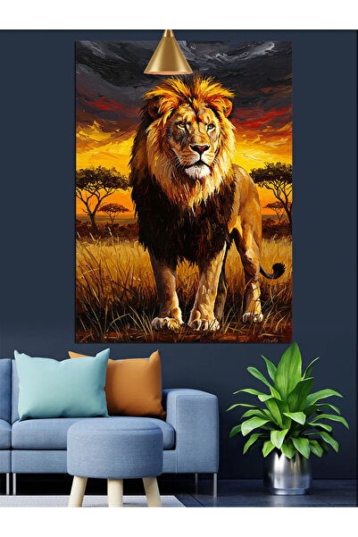 Artmeg Strong and Proud Lion Decorative Canvas - Mdf Wooden Painting