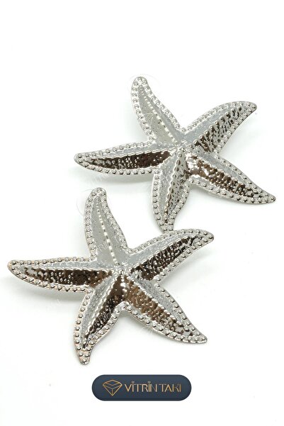 BIJUTERI أقراط فضية اللون على شكل نجمة البحر