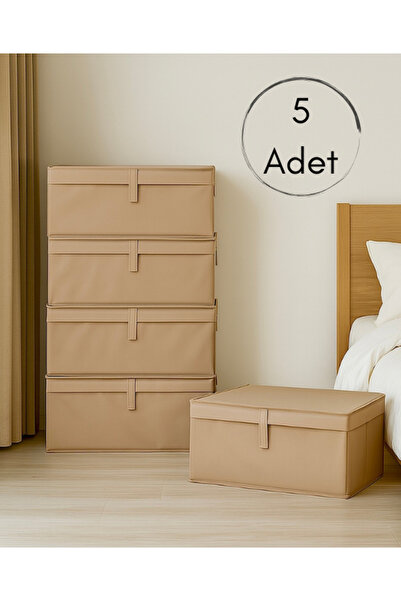 teknotrust 5 Adet Kapaklı Çok Amaçlı Hurç, Saklama ve Düzenleme Kutu, 50x40x19 cm