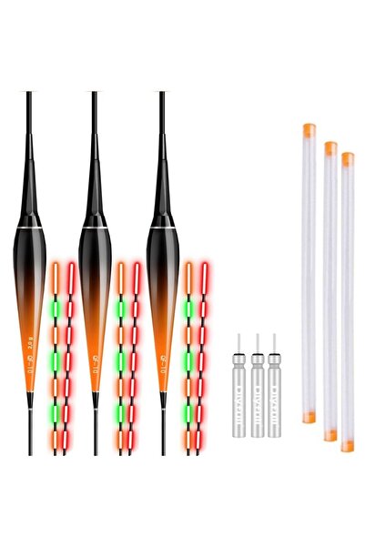 Hipolar Set of 3 Night Fishing Floats 1g - 10g, LED Intelligence and Trait Sensor, Color Changing