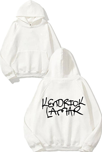 THEWERT سويت شيرت بقلنسوة أبيض اللون مطبوع عليه تصميم كيندريك لامار 5