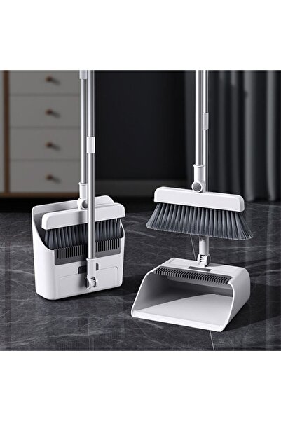 Bibilel Broom Brush and Dustpan with Flippy Tail, 3in1 Set, with Comb Teeth for Cleaning Broom, rotate