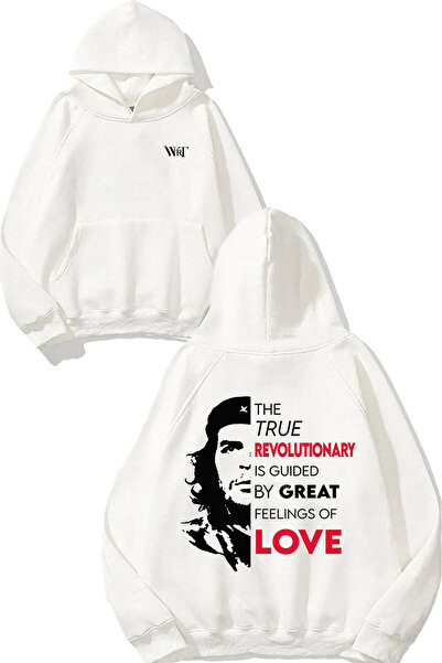 THEWERT Че Гевара 3 Дизайн С качулка, с принт на гърба, бяла