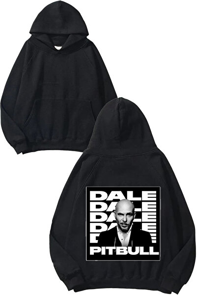 THEWERT سويت شيرت بقلنسوة أسود اللون بتصميم بيتبول مع طباعة على الظهر