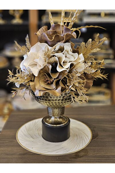 Hinora Изкуствена цветя аранжировка метална златна ваза маса плот цветя аранжировка цветни цветя