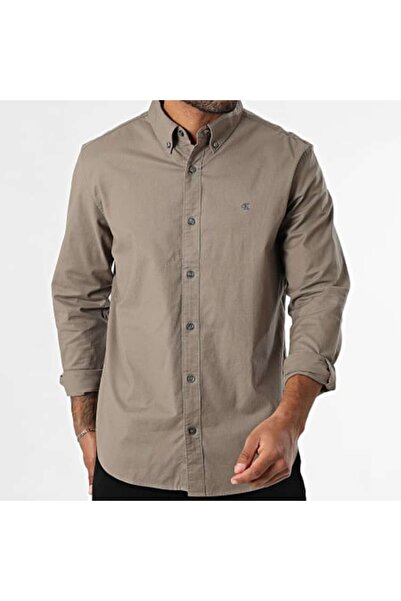 Calvin Klein Erkek Pamuklu Regular Fit Uzun Kollu Kahverengi Gömlek LV140EM125-GPF