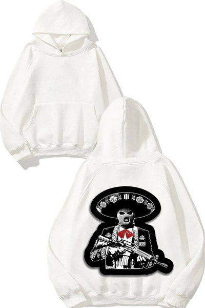 THEWERT Hanorac alb cu glugă cu imprimeu Cartel Design