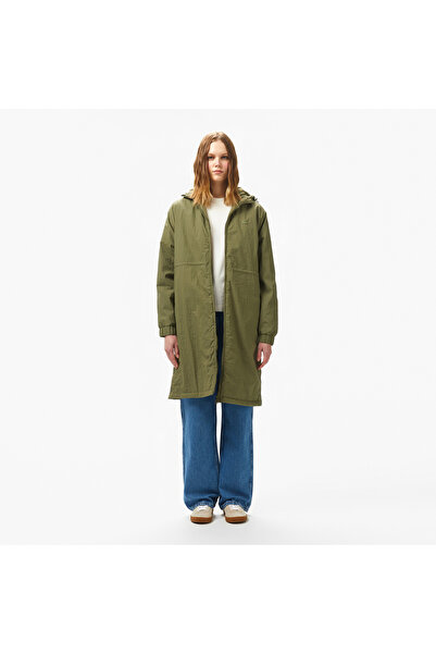 Lacoste Kadın Kapüşonlu Yeşil Yağmurluk