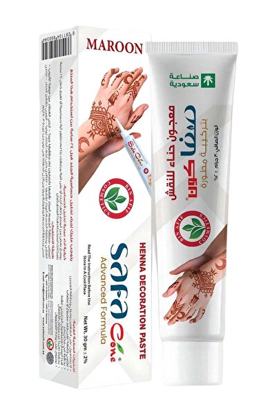 SAFA Henna Paste for Body Art - Improved Formula - Elegance & Beauty for Your Hands - Maroon Color (30g)