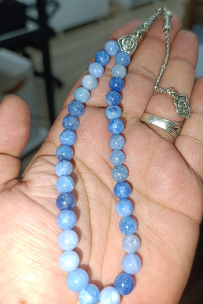 TAŞÇIZADE Chalcedony Stone 8 mm Natural Natural Stone Prayer Beads