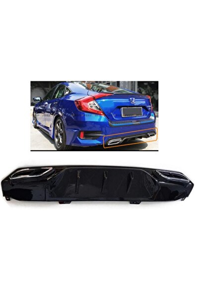 CHROMELINE Honda Civic Fc5 Egzoz Görünüm Arka Difüzör Difizör Ek Piano Black ...