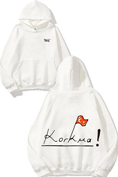 THEWERT Турция Не се страхувай Дизайн На гърба отпечатана бяла суитшърт с кач...