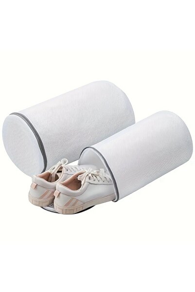 Flippy Cylindrical Shoe Washing Bag, Flippy, Small Size, for Washing Machine, 31x18x3 cm, White