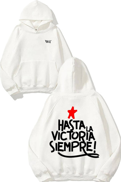 THEWERT Hanorac alb cu glugă cu imprimeu Che Guevara 1 Design