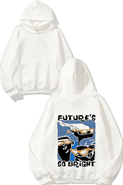 THEWERT Hanorac alb cu glugă și imprimeu pe spate de la Futures So Bring Design