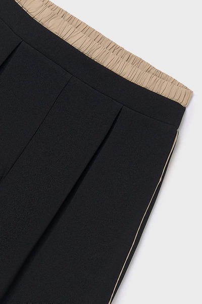 MAYORAL Kız Çocuk Beli Çift Katlı Yanları Şeritli Geniş Paça Pantolon - Siyah