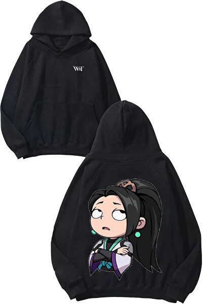 THEWERT Hanorac negru cu glugă cu imprimeu Valorant Sage Design