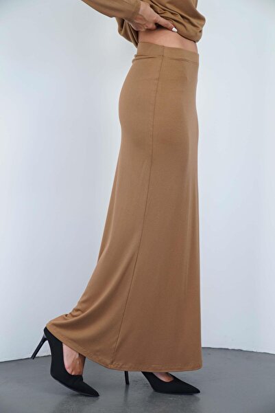 penyebizden Viscose Sleeveless Tunic and Skirt Set-Cinnamon