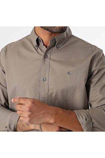 Calvin Klein Erkek Pamuklu Regular Fit Uzun Kollu Kahverengi Gömlek LV140EM125-GPF