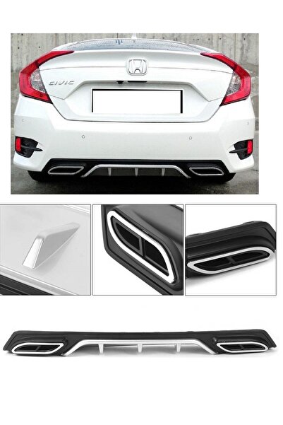CHROMELINE Honda Civic Fc5 Egzoz Görünüm Arka Difüzör Difizör Ek 2016-2021 spoil