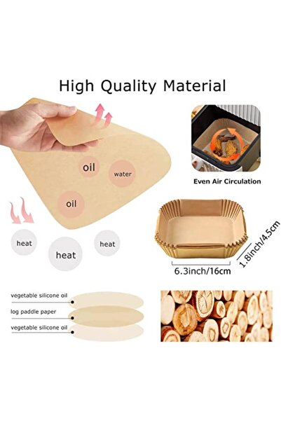 FORHOUSE Set 100 hartii copt air fryer, Termorezistent, Maro