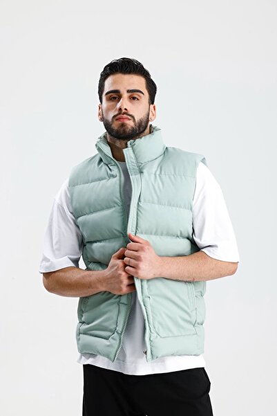 İLKCET MODA Ανδρικό αμάνικο γιλέκο με τσέπες μεγάλου μεγέθους μέντας