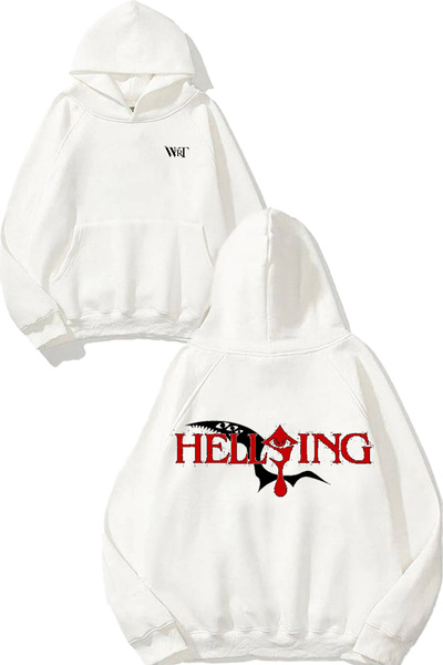 THEWERT Hellsing 4 Design Back Printed White Hooded Sweatshirt