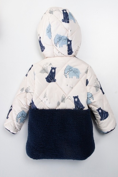 PODİUM GİYİM Cute Bear/Elephant Inside Furry Pocketed Zippered/Hooded Puffer Thick-Snow-Winter Baby Coat-Jacket
