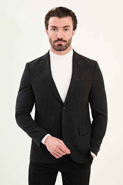 Mcr Straight Slim Fit Bag Pocket Mono Collar Wool Men's Jacket Black - 41470.25K