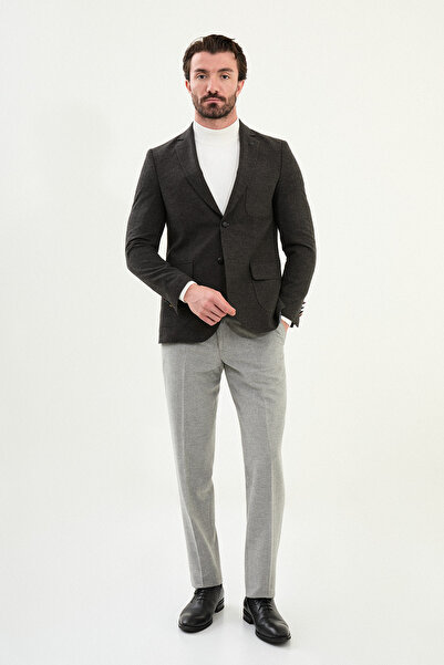 Mcr Straight Slim Fit Pocket Mono Collar Wool Men's Jacket Anthracite - 41470.25K